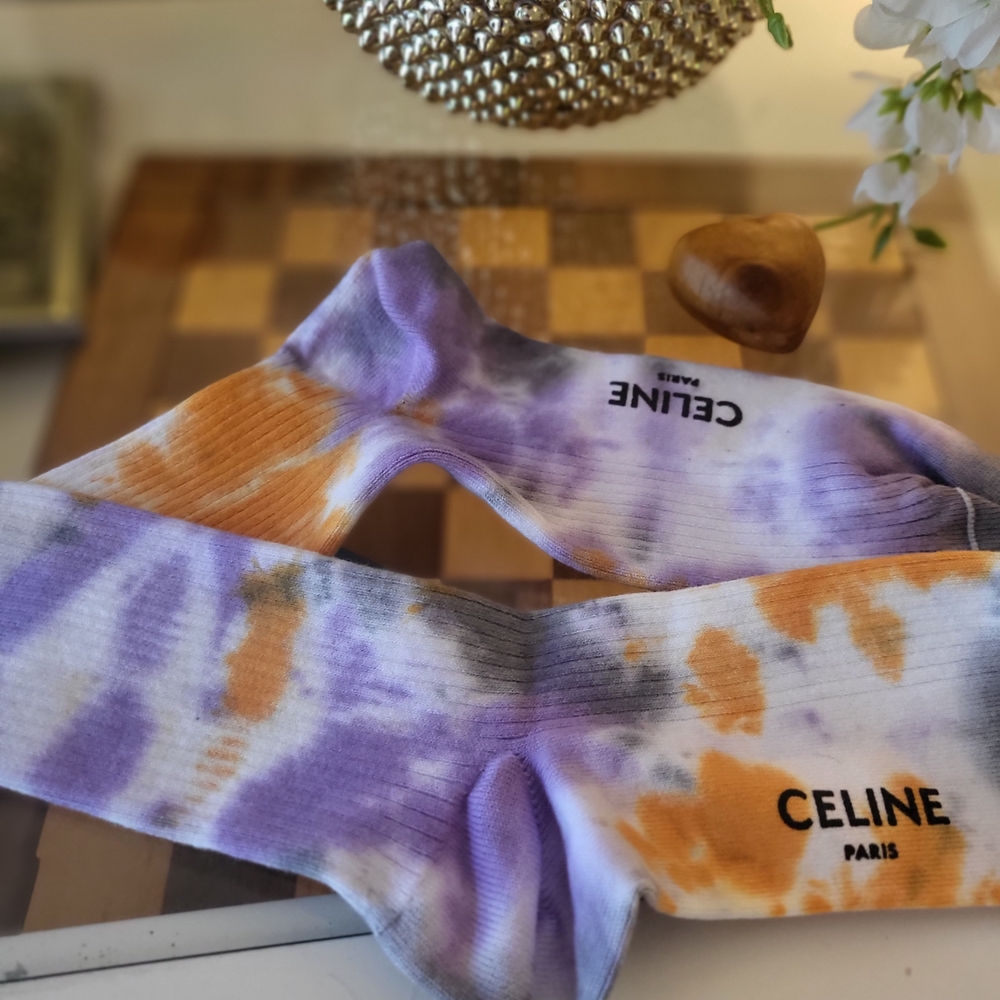 Celine Tie-Dye Casual Socks - Purple and Orange
